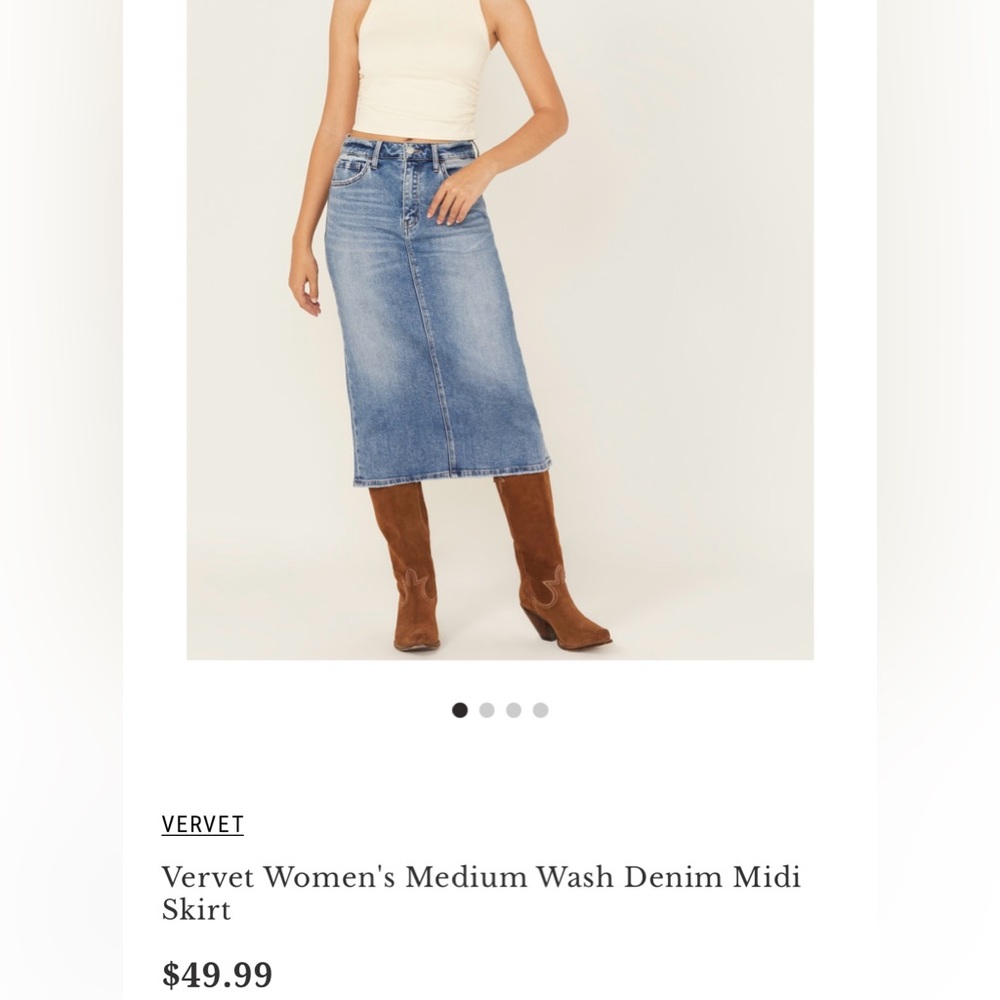 Vervet Medium Wash Denim Midi Skirt